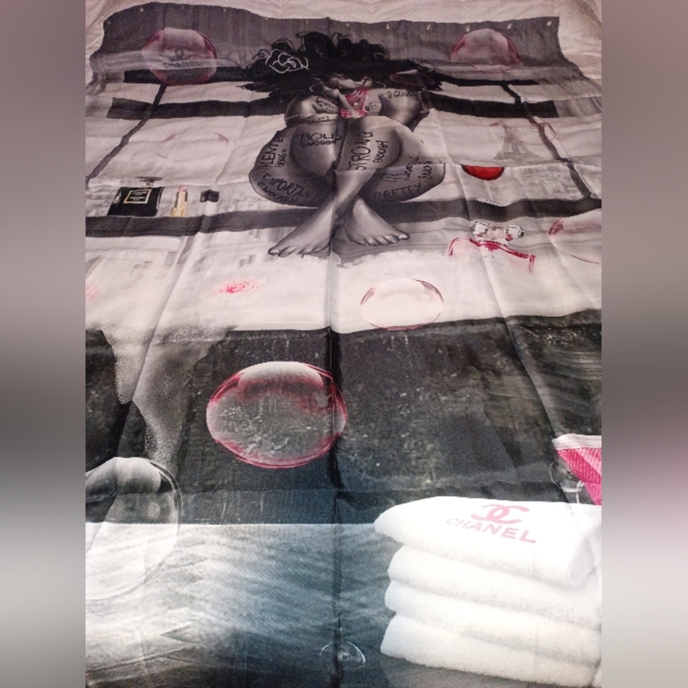 Shower Curtain / Drop Cloth. Women Stating Motivational Words. 54x72. NWOT